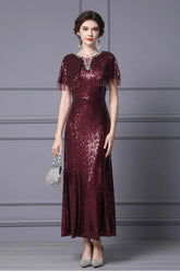 Luxury Sequin Cape Sleeve Dress